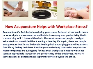 How Acupuncture Helps with Workplace Stress?