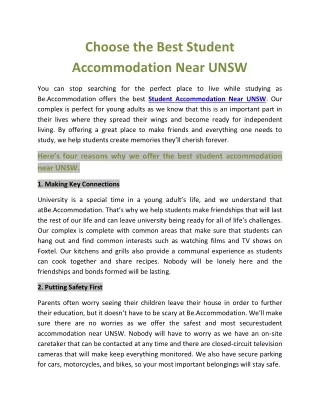 choose the best student accommodation near unsw