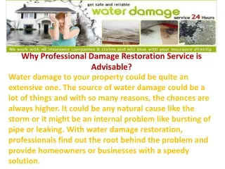 why professional damage restoration service is advisable
