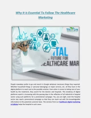 Why It Is Essential To Follow The Healthcare Marketing