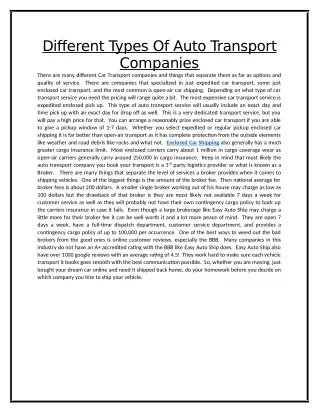 different types of auto transport companies there