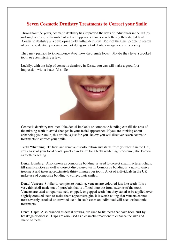 seven cosmetic dentistry treatments to correct