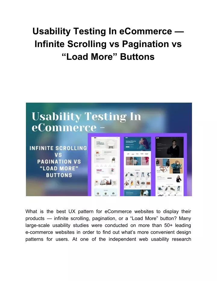 usability testing in ecommerce infinite scrolling