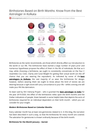 birthstones based on birth months know from