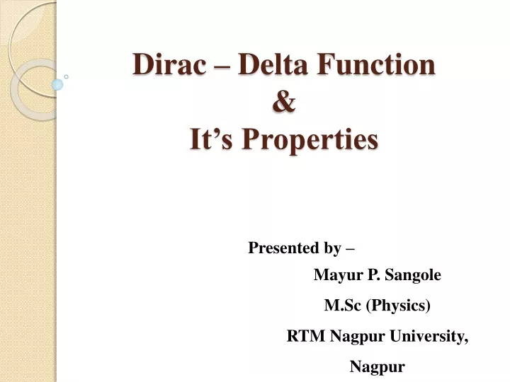 dirac delta function it s properties
