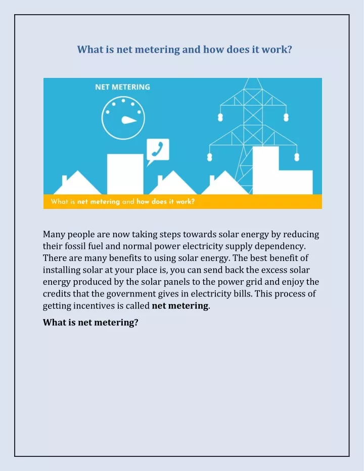 what is net metering and how does it work