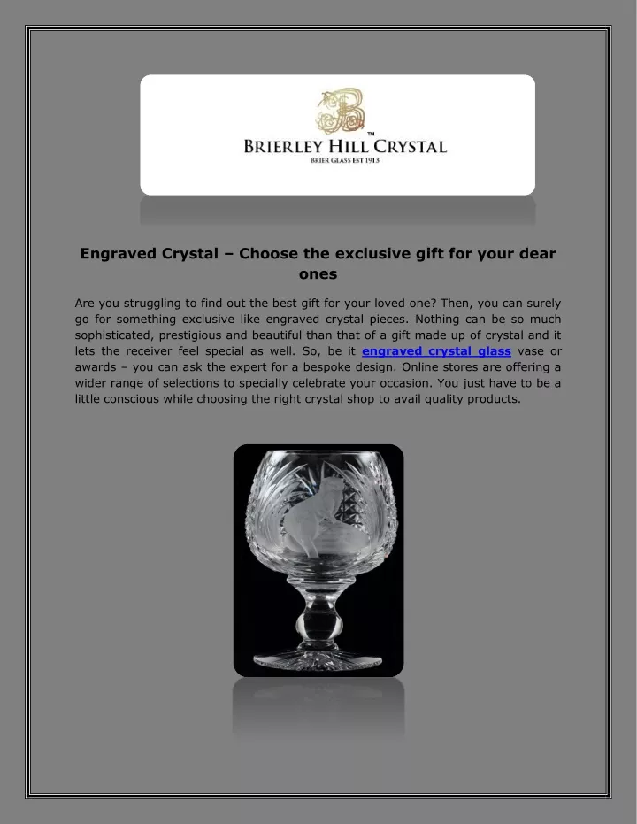 engraved crystal choose the exclusive gift