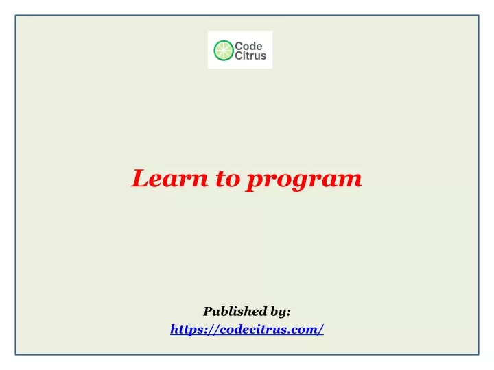 learn to program published by https codecitrus com