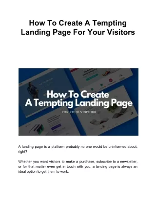 how to create a tempting landing page for your