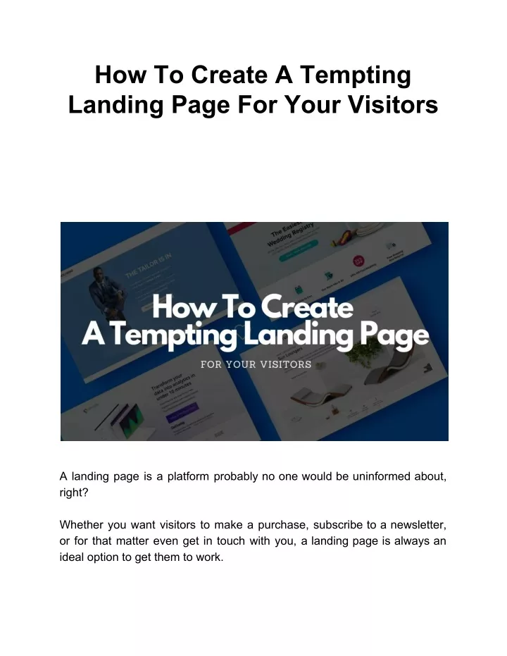 how to create a tempting landing page for your
