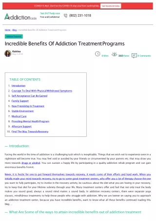 Incredible Benefits Of Addiction Treatment Programs