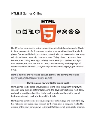 HTML- 5 games online