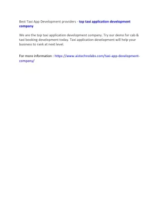 best taxi app development providers top taxi