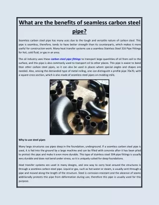 What are the benefits of seamless carbon steel pipe?