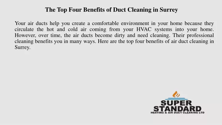 the top four benefits of duct cleaning in surrey