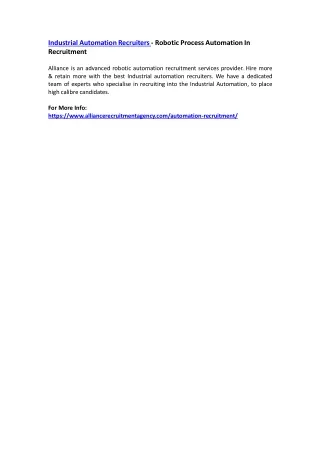 industrial automation recruiters robotic process