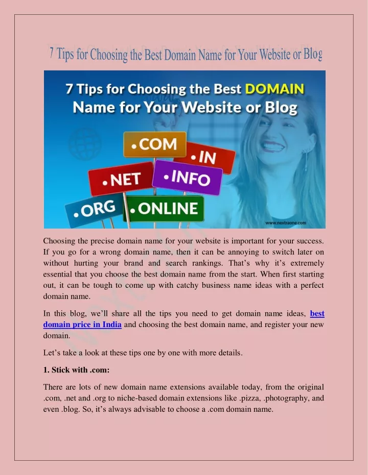 choosing the precise domain name for your website