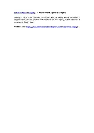 it recruiters in calgary it recruitment agencies