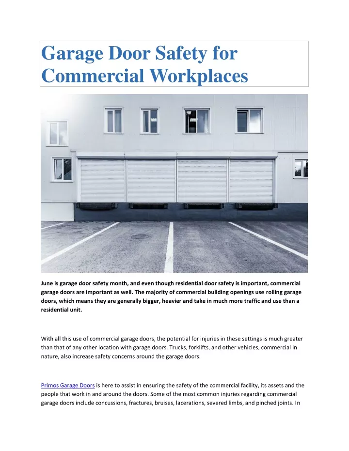 garage door safety for commercial workplaces