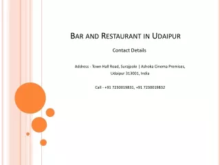 Bar and Restaurant in Udaipur