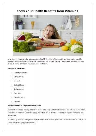 know your health benefits from vitamin c