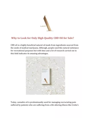 why to look for only high quality cbd oil for sale