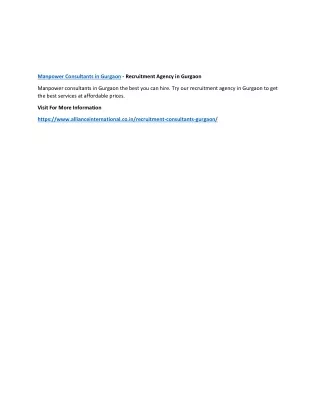 manpower consultants in gurgaon recruitment