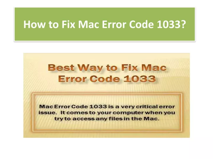 how to fix mac error code 1033