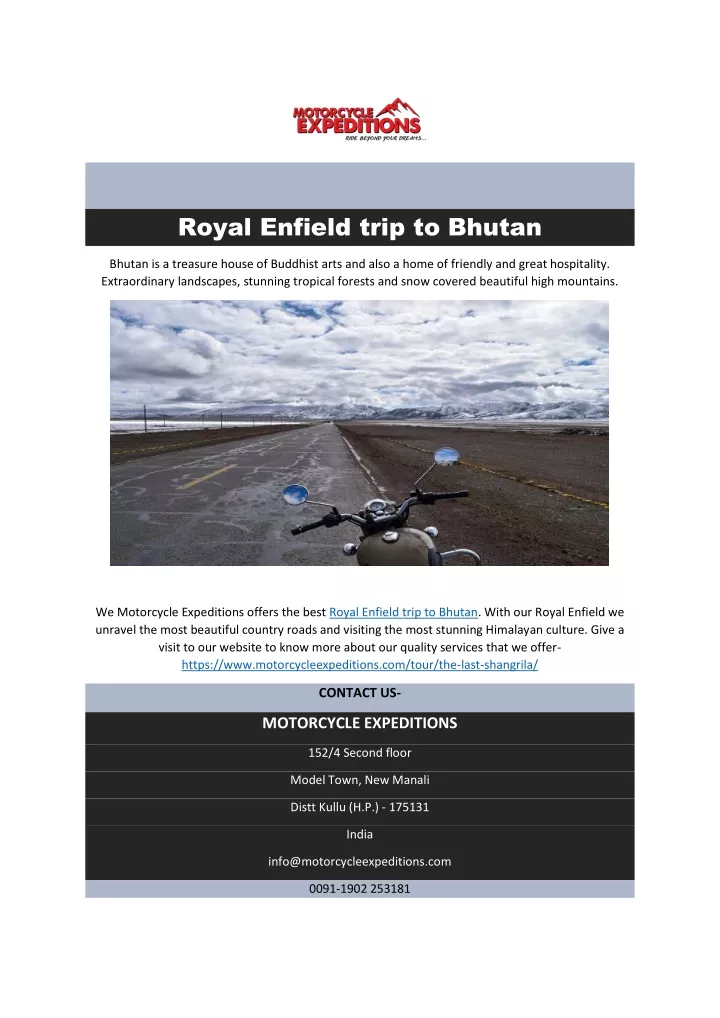 royal enfield trip to bhutan