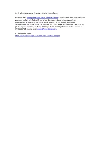 leading landscape design brochure service sprak