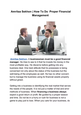 Amritaa Sekhon | How To Do  Proper Financial Management