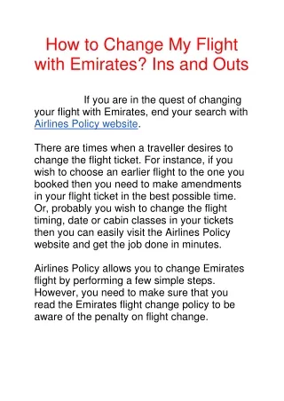 how to change my flight with emirates