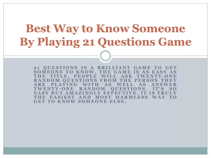 best way to know someone by playing 21 questions game