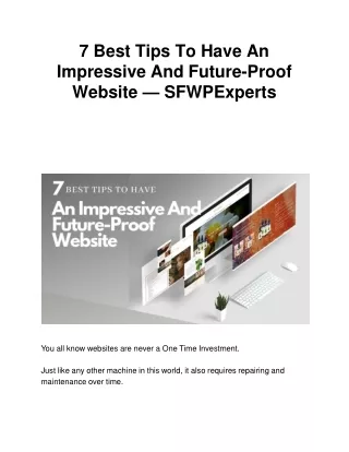 7 best tips to have an impressive and future proof website sfwpexperts