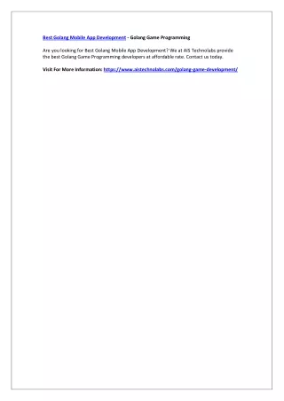 best golang mobile app development golang game