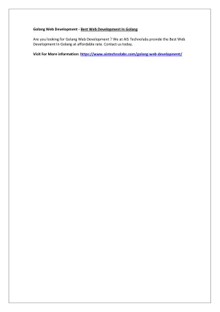 golang web development best web development