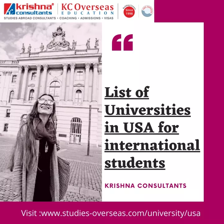 list of universities in usa for international