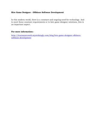 hire game designer offshore software development