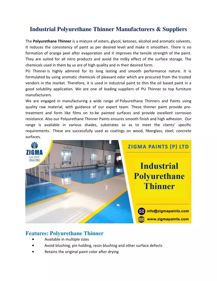 industrial polyurethane thinner manufacturers