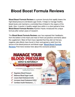 Blood Boost Formula Reviews