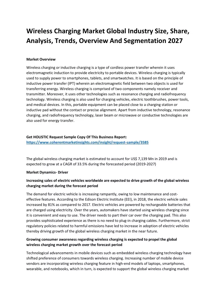 wireless charging market global industry size