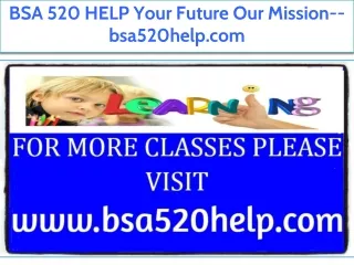 BSA 520 HELP Your Future Our Mission--bsa520help.com