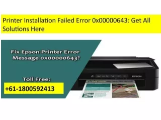 How to Fix Epson Printer Error Message 0x00000643?