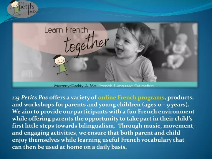 123 petits pas offers a variety of online french