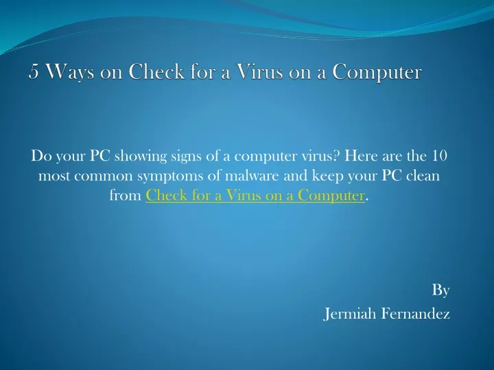 5 ways on check for a virus on a computer
