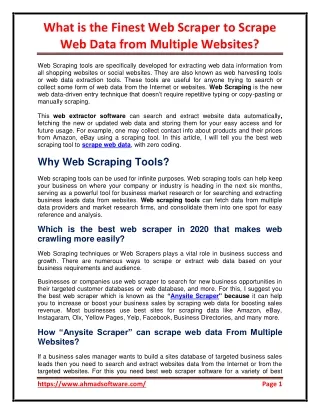 How Anysite Scraper can scrape web data?
