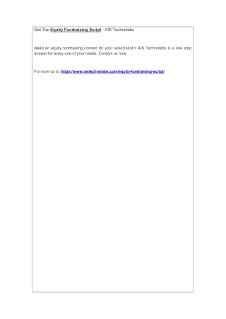 get top equity fundraising script ais technolabs