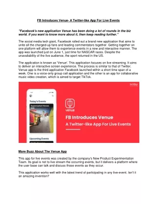 fb introduces venue a twitter like app for live