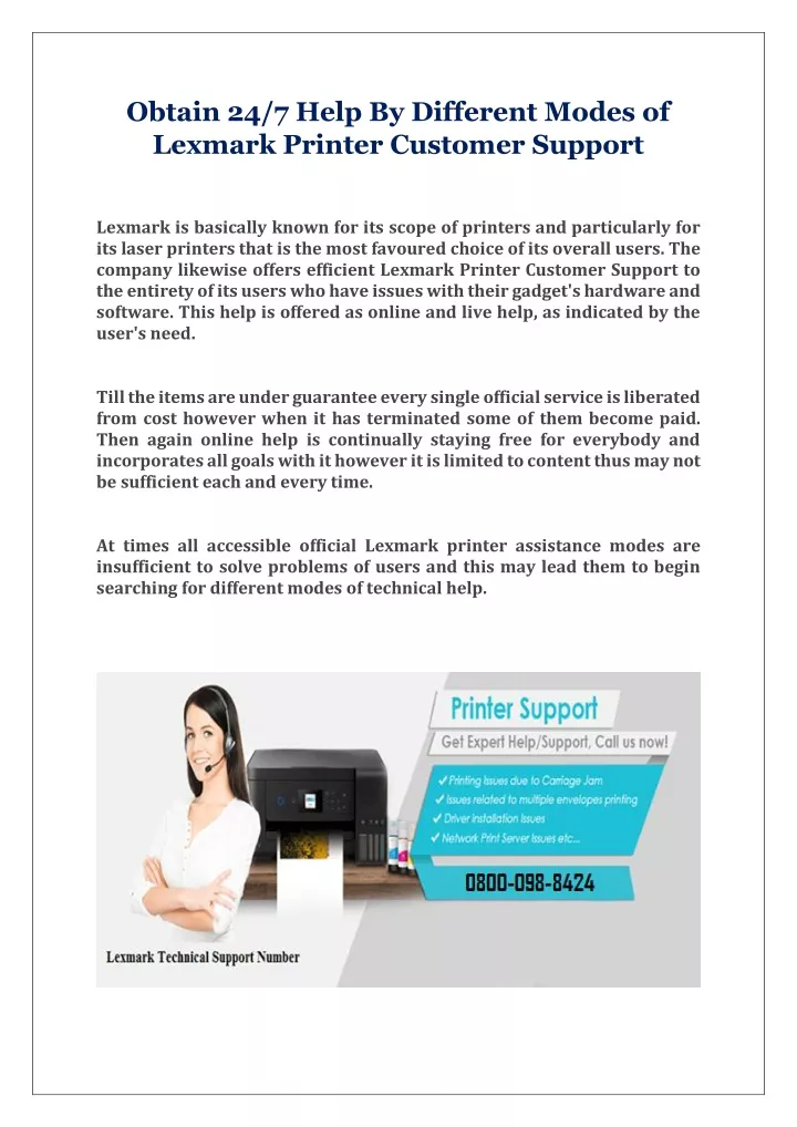 obtain 24 7 help by different modes of lexmark