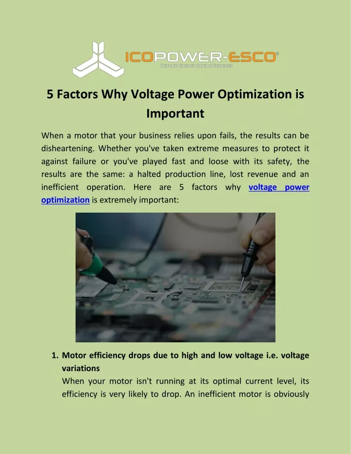 5 factors why voltage power optimization